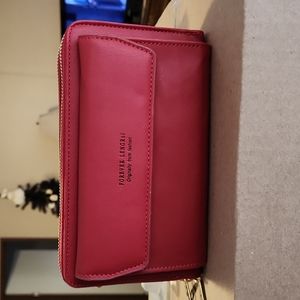 NWOT,FOREVER LENGRui Originally from fashion red and gold wallet,with strap RFID